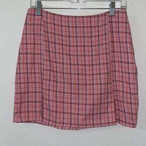 Pink Plaid Skirt